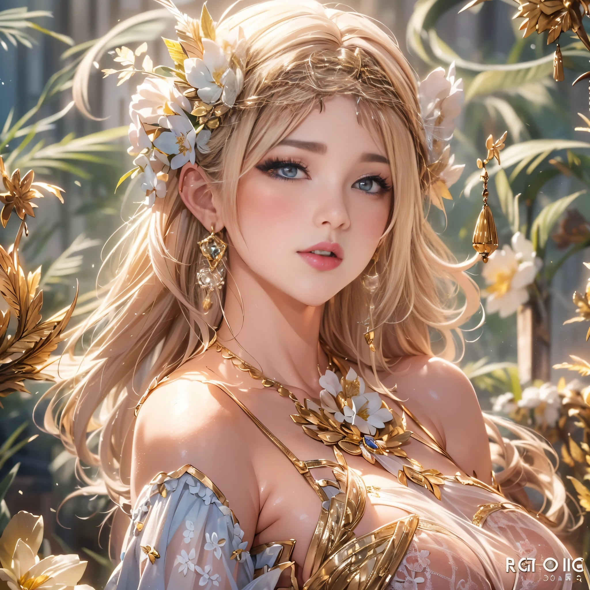 最高のmasterpiece、beautiful美しさ, 3D two-dimensional, rich, blonde, skirt, stockings, high heels, star、(Highly detailed CG Unity 8K wallpaper),(masterpiece), (最high quality), (Super detailed), (best work),(best shadow), (sharp eyeliner, eye shadow, fine eye:1.1), (超High resolution,realistic,最high quality,realistic),(8K,RAW photo,最high quality,マstarプル),mature woman、sensual curves、huge breasts、thighs、bubble、お尻のmasterpiece, 最high quality, Super detailed, full body shot, mature woman, beautiful mature woman, nightgown and underwear, enchanting smile, thick lips, Chubby lips, blush, looking at the viewer, provocative expression, beautiful髪型, cleavage, Plump、curvy hips、attractive face、sexy lingerie、an inviting gaze、Expression of emotions、Lewd underwear、(((erotic see-through lingerie set)))、Standing position、gorgeous accessories 、big breastsの女性, bare shoulders, golden hair, colored feather, metal ornaments, colored flowers, particle, light, (masterpiece, 最high quality, 最high quality, official art, beautiful and aesthetic:1.2), (1 girl:1.3), very detailed,(fractal art:1.1),(colorful:1.1)、(flowers:1.3),most detailed,(zentangle:1.2), (dynamic pose), (abstract background:1.3), (shiny skin), (lots of colors :1.4), ,(earrings:1.4), (feather:1.4),masterpiece, 最high quality, Super detailed, 30~40 years, full body shot, beautiful 、various hairstyles，gold headband，plump breasts，beautiful butt，greek clothing，Tulle covers the breasts，perfectly proportioned, detailed clothing details,marble，god statue，cinematic lighting, film grain, 8K, masterpiece, Super detailed, high detail, high quality, High resolution,(((NSFW:1.2)))、exposed chest、Openwork decoration，(((see through dress)))、(((解剖学的に正しいbody))) , 最high quality, Super detailed, (((Lewd underwear)))、raise your butt, from below, (((R-18)))、Hakari、thighs, big breasts, Are standing, cowboy shot, blush, (((1 girl))), (masterpiece:1.3), (High resolution), (8K), (very detailed), perfect face, Nice eye and face, (((最high quality))), (Super detailed), detailed face and eye, (alone), High resolution、beautifuleye,(((sexy pose)))、(((整ったbig breasts)))、((beautiful eye))、luxury、(((超High resolution)))、(((detailed description)))、(((ぽっちゃりbody型)))、(((解剖学的構造に一致したbodyの部位)))、beautiful長いまつ毛、バランスのとれたbody型,Legs and arms are just the right size、Fishnet tights、glamorous、(((Clear white and black eye)))、lipstick、Sparkling、(Undistorted face, eye, body)、jewelry、gem、(長くカールしたbeautifulまつ毛)、(((バランス良いbeautiful胸)))、(transparent, Exquisite skin:1.2)、(((完璧なglamorousボディー)))、actress face、Super beautiful、cute smile、Healing beauty、flower shower、完璧なeye、realistic depiction、super sexy、shiny、glamorous、double eyelids、Good dark compensate、compensate、ぼやけていないeye、(((Plump face)))、cute face 、(((Shiny and glowing skin))) 