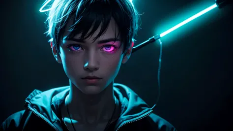 Create Dark Image boy with Neon Effect 
