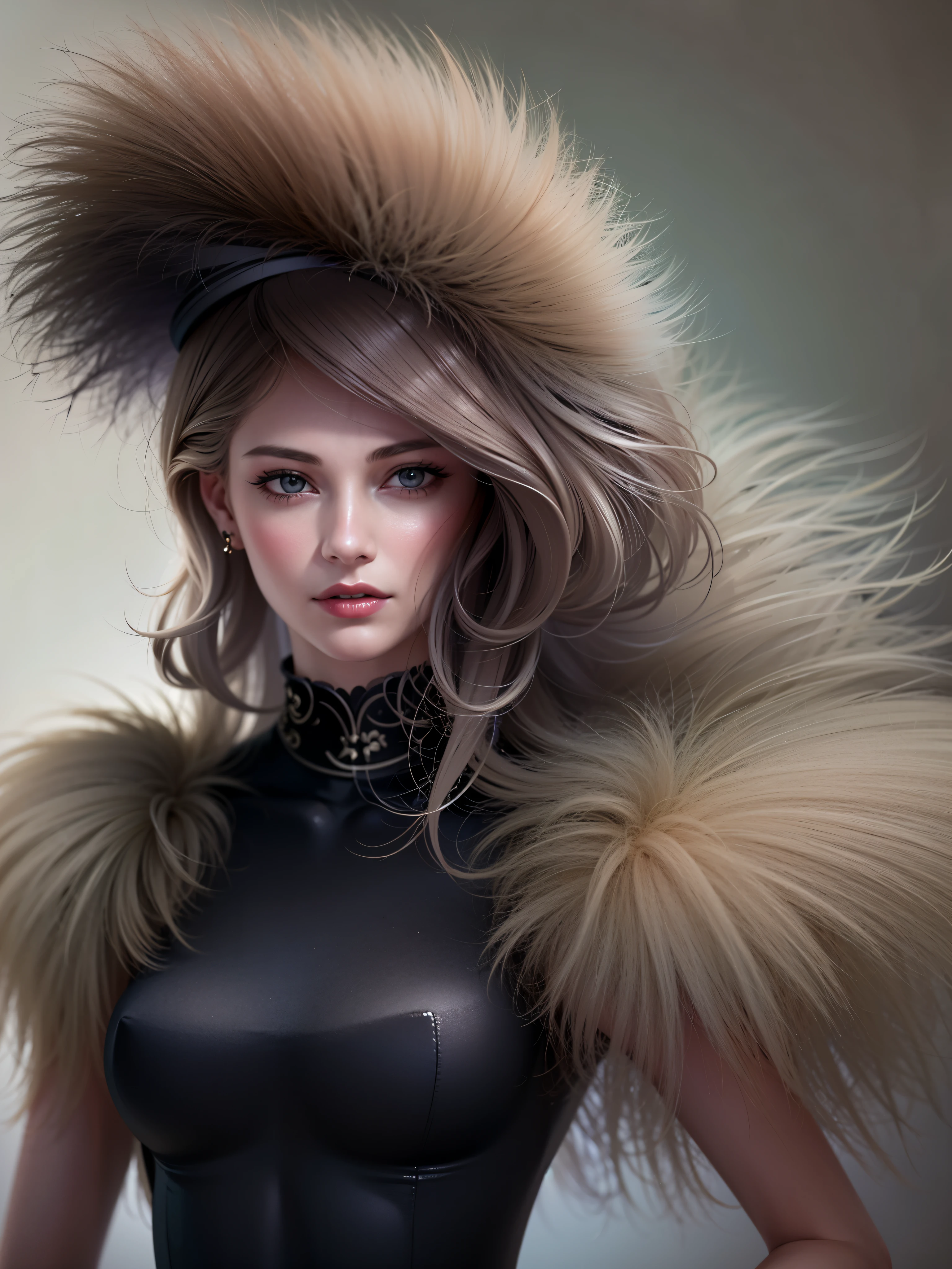 dynamic angle, wide shot of a woman wearing a Light green hat and earrings, (flight attendant),sleek dark fur, light green fur, Russian style, very beautiful fur, fine fur, Dasha Taran, dark fur, Fur details, top hat, Anastasia Ovchinnikova, Light green hat, synthetic fur, Elena Belova, wearing a top hat, Julia Gorokhova,Beautiful aging, ((slim, )), photographrealistic, photograph, masterpiece, realistic, realism, photographrealism, high contrast, photographrealistic digital art trending on Artstation 8k HD high definition become familiar with realistic, become familiar with, skin texture, hyper become familiar with, realistic skin texture, armature, highest quality, 超High resolution, (photographrealistic:1.4),, High resolution, become familiar with, close up shot, sharp focus, (1 girl, european girl, Featured models), realistic skin, (slimな体型), Platinum-colored side sweep shorthair, highly detailed hair, delicate face, glossy lips,