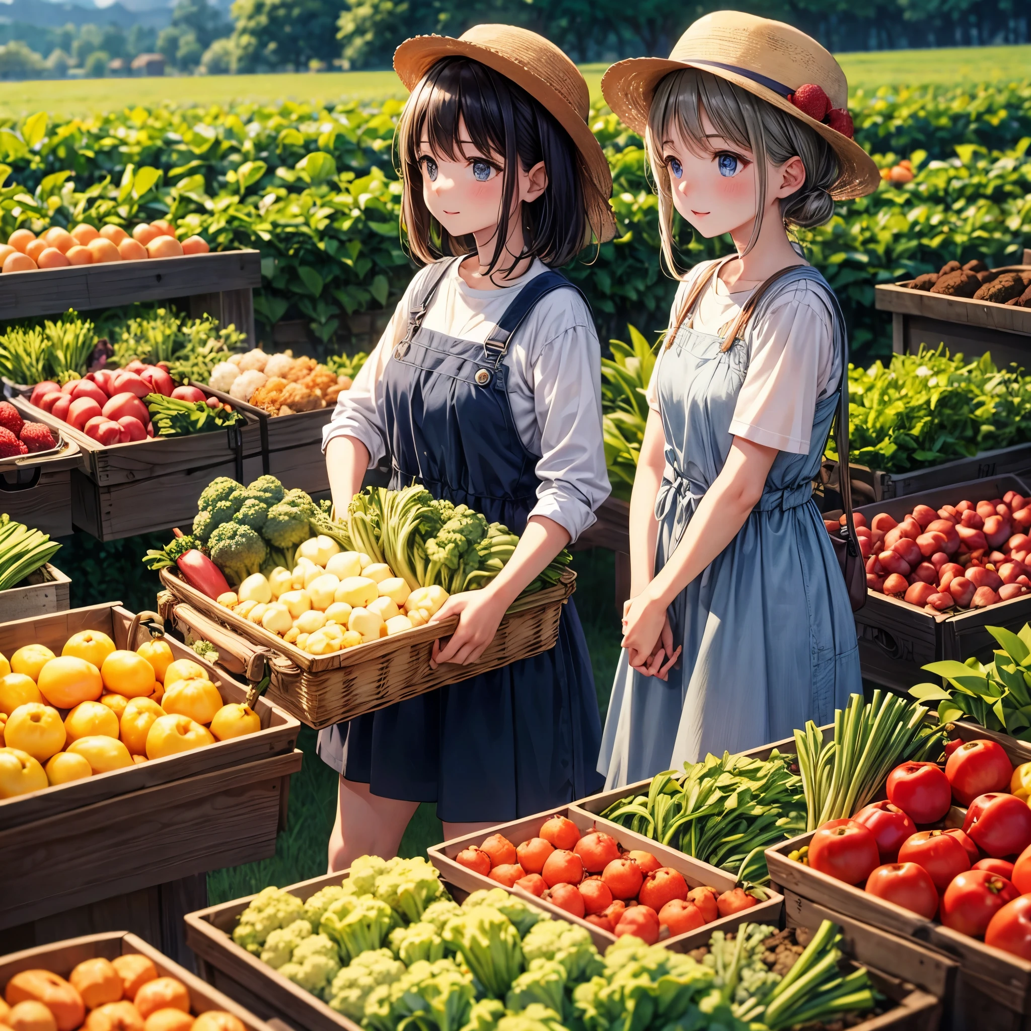 vêtements de campagne pour fermiers、nature、légumes、Fille d’agriculteur