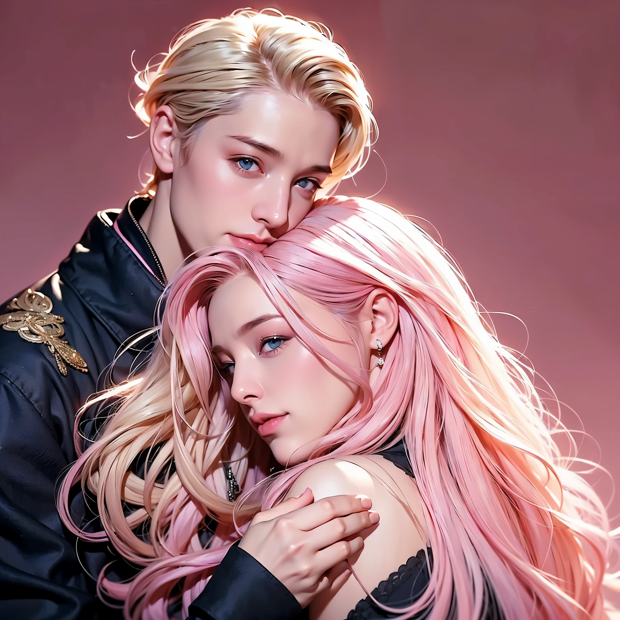  ((Homme, Homme, jeune, Garçon, cheveux courts, cheveux blond, Homme near woHomme)) woHomme, cheveux bouclés et longs cheveux roses, blue eyes WoHomme with pink hair,) two people a Homme and a woHomme) vetements décontractés, ((Only the woHomme with pink hair))((Homme, Homme, cheveux blond, )) scène de parc, sourire, heureux, parc d&#39;attractions, (Homme and woHomme) (woHomme with pink hair) (Homme with cheveux blond)(Homme in black coat) (vêtements simples)( mâle, Homme, Garçon, short cheveux blond, cheveux blond) (woHomme with pink hair)
