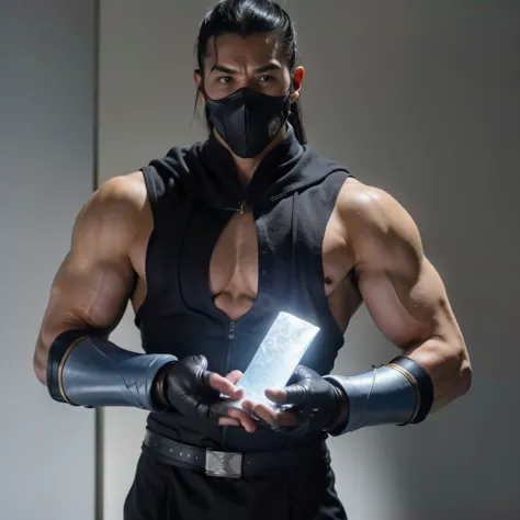 Obra prima, Roboto, sub zero mortal Kombat, holding in his hands an ice sword,   ultra realista 8k , full length shot. nsfw , se...