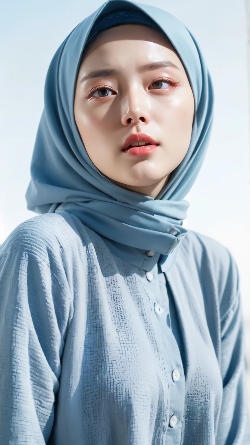 ((beste Qualität, 8k, Meisterwerk :1.37)), (Mädchen tragen Hijab), Mädchen tragen Hijab, Position:Sitzung, Stilmodell, (Mädchen tragen Hijab Moslem), schönes Gesicht, 18 Jahre alte Mädchen, schwarzes Haar, Ultradetailliertes Gesicht, ultradetaillierter Körper, Schlanker Körper, Lippen Lächeln, Schöne, detaillierte Augen, augen koreanisch, Detaillierte Nase, Natürliche Lippe, (Ausziehen Körper nackt), Detail Brüste, Detail Hariy Pussy, Tragen Sie Hijab Moslem, schickes Gewand Thobbe, Blick auf den blauen Himmel, Schlanker Körper, Realistisches Gesicht, Hintergrund der Hijab-Menschen