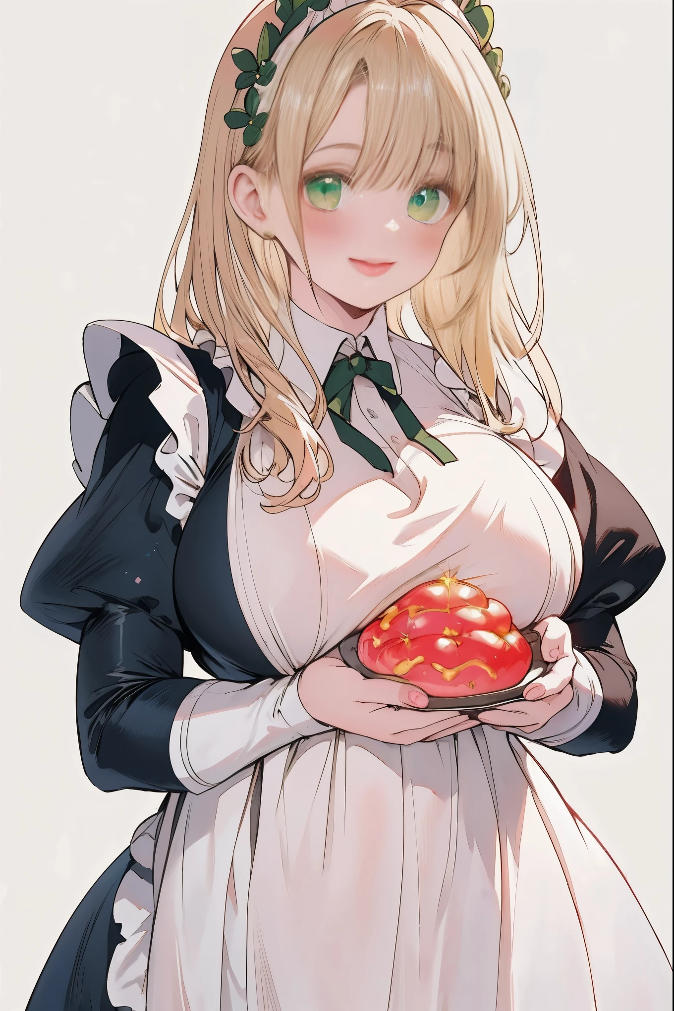 Anime girl in maid dress holding a bowl of fruit - SeaArt AI