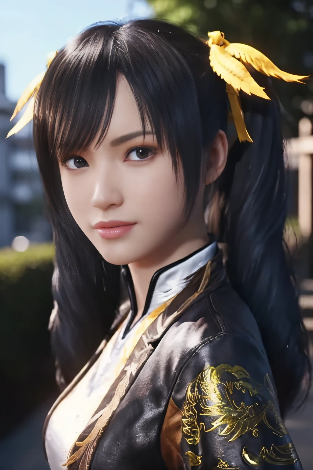 Tekken Xiaoyu,masterpiece、1 kawaii girl、17-year-old high school student、fine eyes、puffy eyes、Bright outdoor,Bright downtown、highest quality, 超High resolution, (reality: 1.4), movie lighting、Japanese、asian beauty、Korean、super beautiful、beautiful skin、body facing forward、whole body,Upper body、(超reality的な)、(High resolution)、(8K)、(very detailed)、(美しくfine eyes)、(Super detailed)、 (wall-)、detailed face、bright lighting、professional lighting、looking at the viewer、look straight ahead、slanted bangs、brown hair、Nogizaka idol、