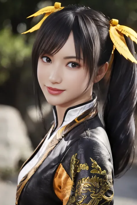 Tekken Xiaoyu,masterpiece、1 kawaii girl、17-year-old high school student、smile,fine eyes、puffy eyes、Bright outdoor,Bright downtow...
