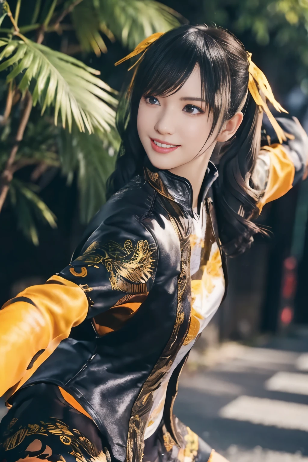 Tekken Xiaoyu,杰作、1 个可爱女孩、1名高中生、微笑,美丽眼睛、眼睛浮肿、明亮的户外,明亮的市中心、最好的质量, 超高分辨率, (现实: 1.4), 电影灯光、日本人、亚洲美容、韩国人、超级漂亮、美丽的皮肤、身体朝前、全身,上半身、(超现实的な)、(高分辨率)、(8千)、(非常详细)、(美しく美丽眼睛)、(非常详细)、 (墙-)、细致的脸部、明亮的灯光、专业照明、看着观众、直视、斜刘海、棕色的头发、乃木坂偶像、