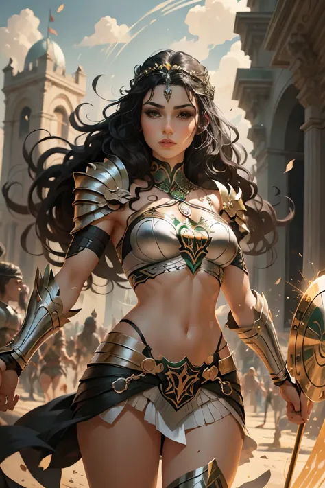 Beautiful Celtic princess warrior, Completely drawn with black hair, Alfonso Dunn uses rich black line art with a contrasting wh...