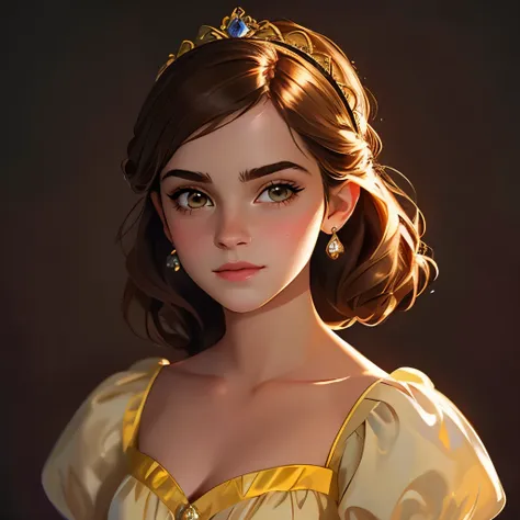 (princess),emma watson, belle from beauty and the beast,disney style,cute girl,full shot body, most beautiful artwork in the wor...