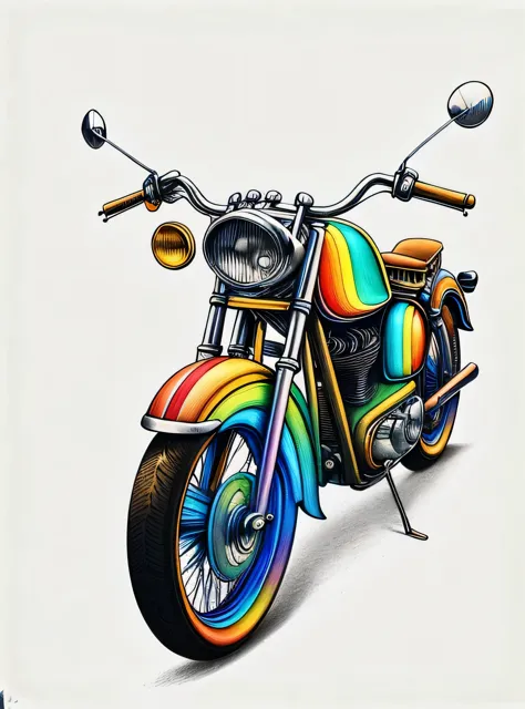Motocicleta antiga RainbowPencilRockAI