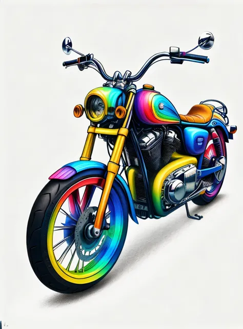 Motocicleta RainbowPencilRockAI