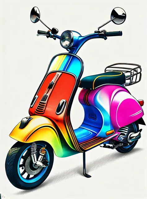Motocicleta vespa RainbowPencilRockAI