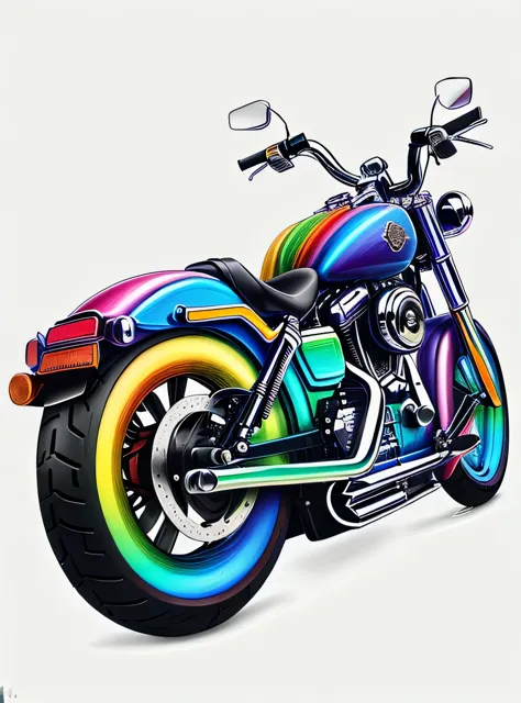 RainbowPencilRockAI motocicleta Harley-Davidson com fundo preto