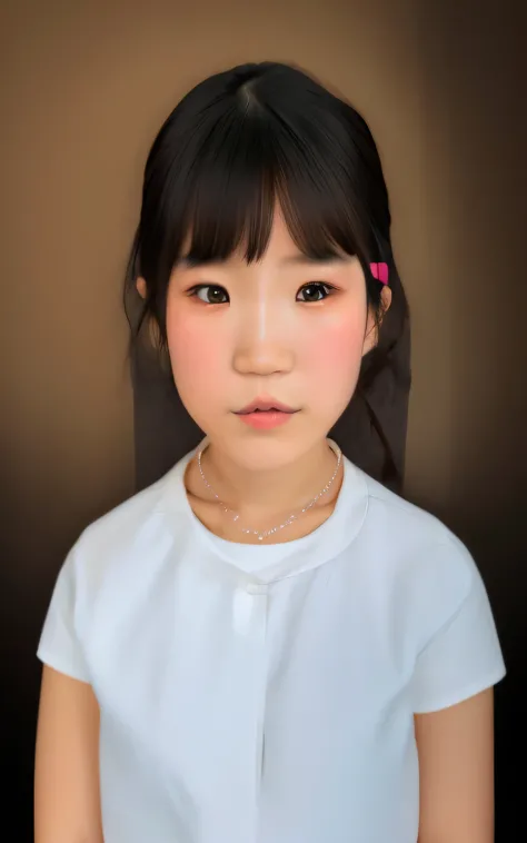il y a une jeune fille avec un collier au cou, visage détaillé d&#39;Une fille asiatique, asiatique du sud-est avec visage rond, [ Art numérique ]!!, JeUne fille asiatique, peinture numérique de dessin animé, portrait réaliste en studio, portrait d&#39;une...