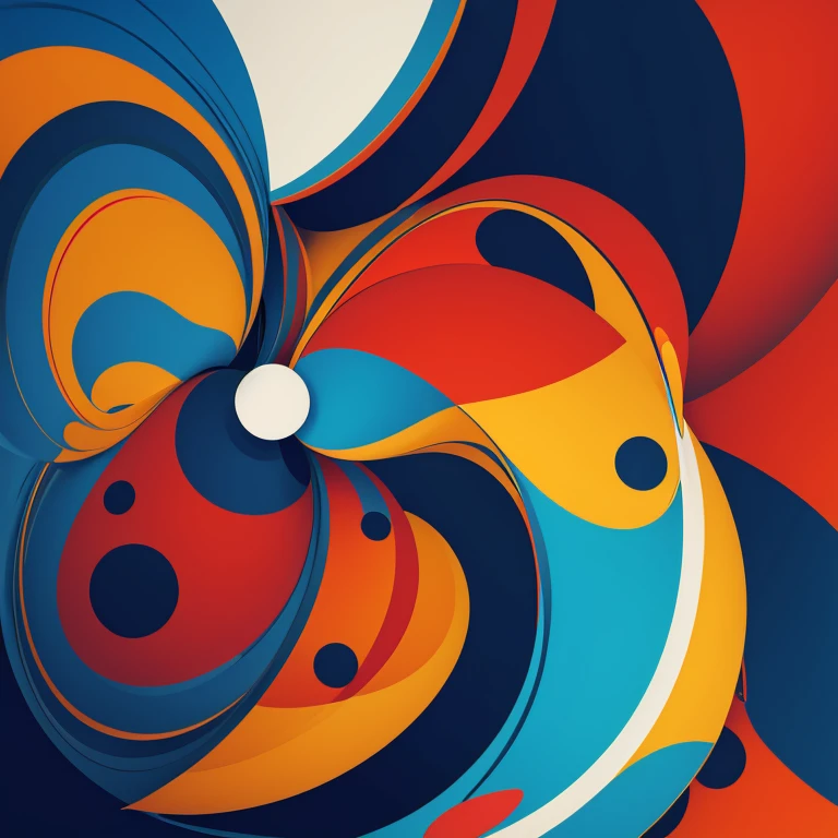 Abstract art exploration. Bold colors. Geometric shapes. Fluid compositions. By modernist visionary.