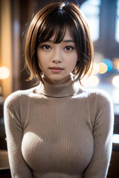 19 years old、cute、最high quality、masterpiece、most parts of the body、(Bokeh background)、1 girl、double ball head、short hair、bangs、s...