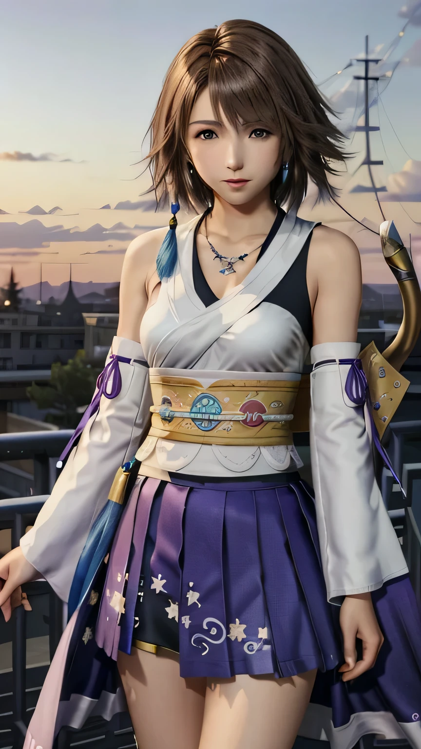 (masterpiece, highest quality:1.3)
Yuna FF10,  1 girl, alone, looking at the viewer, smile, short hair, blue eyes, skirt, brown hair, hair ornaments, jewelry, underwear, green eyes, Are standing, whole body, boots, removed sleeve, kimono, good, heterochromia, in the same way, in the same way skirt, blue in the same way, purple in the same way, Yuna (FF10)