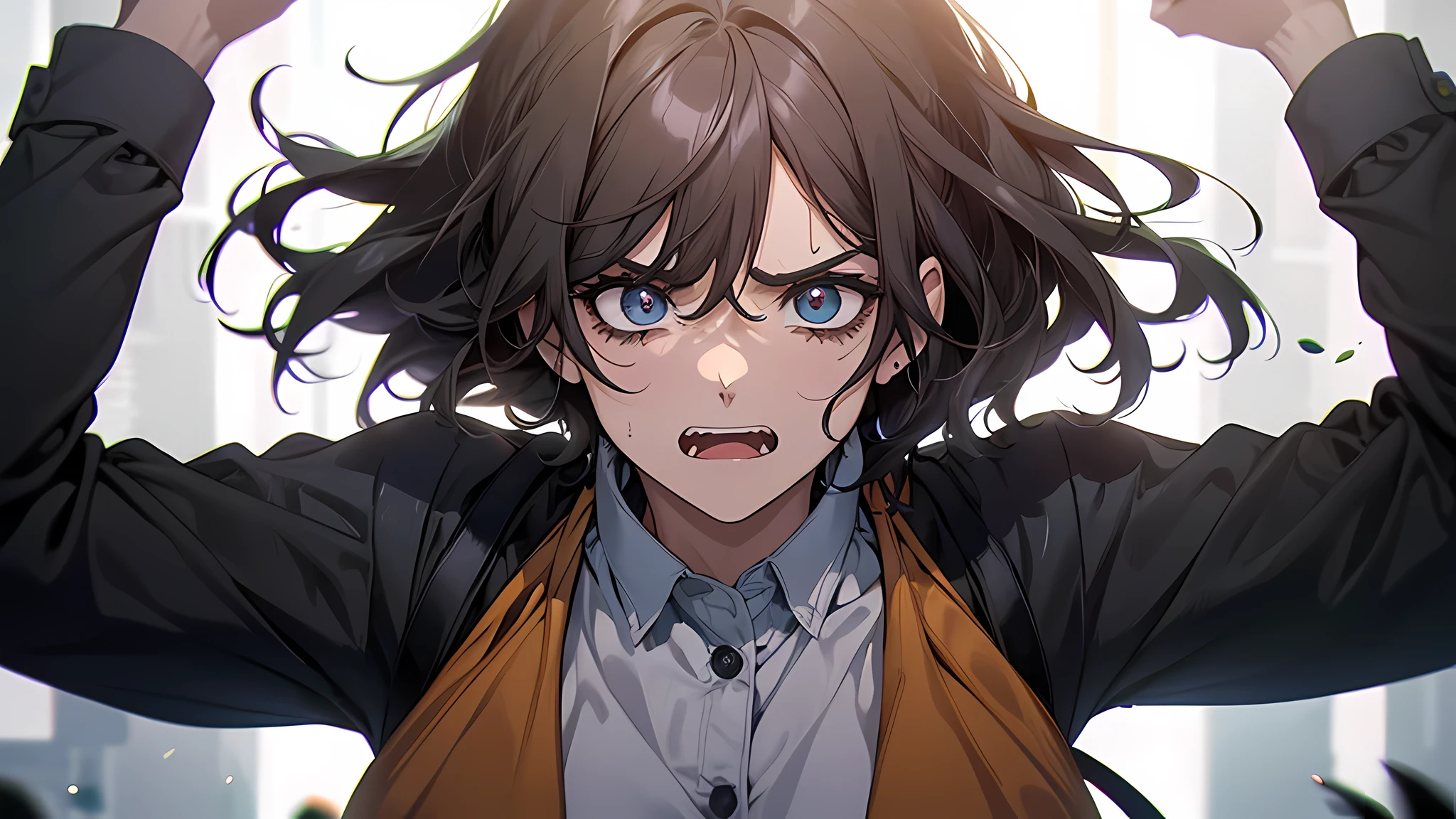 Anime image of a man with long hair and a jacket on - SeaArt AI