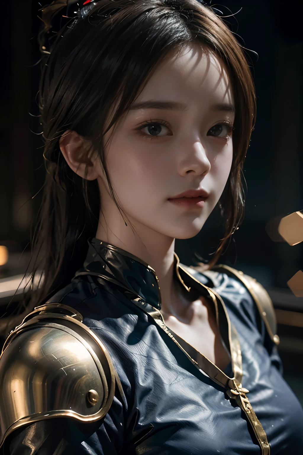 Game art，The best picture quality，Highest resolution，8K，(A bust photograph)，(Portrait)，(Head close-up:1.5)，(Rule of thirds)，Unreal Engine 5 rendering works， (The Girl of the Future)，(Female Warrior)， 
20岁少女，((Hunter))，An eye rich in detail，(Big breasts)，优雅高贵，冷漠，勇敢的，
（Medieval-style fur combat clothing，Glowing magic lines，Animal skin clothing with rich details），Medieval Lady Knight，Medieval ranger，
拍照姿势，简单背景，Movie lights，Ray tracing，Game CG，((3D Unreal Engine))，oc渲染反射纹