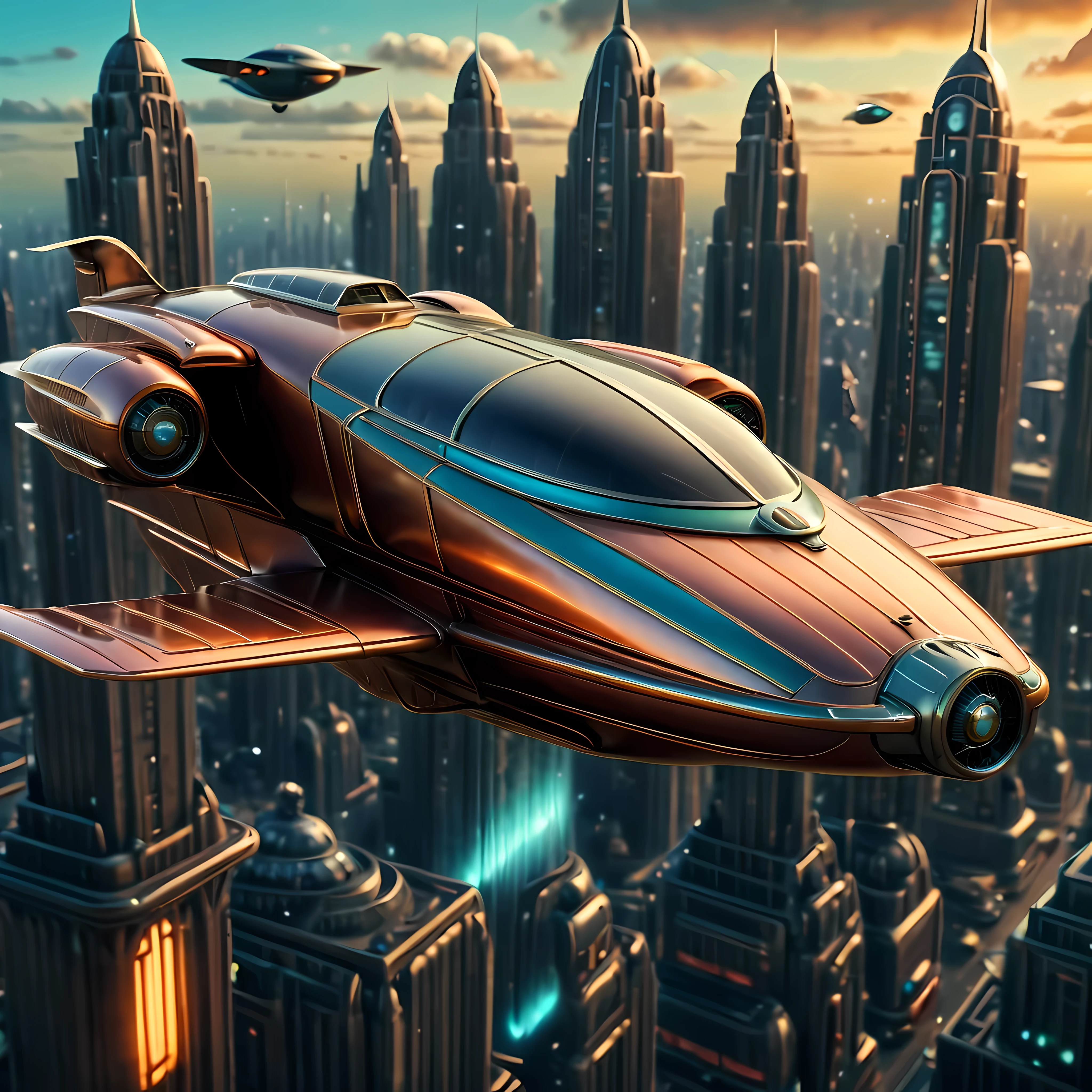 art deco style flying car, art deco style science fiction,

(best quality,4k,8k,highres,masterpiece:1.2),ultra-detailed,(realistic,photorealistic,photo-realistic:1.37),HDR,UHD,studio lighting,ultra-fine painting,sharp focus,physically-based rendering,extreme detail description,professional,vivid colors,bokeh.