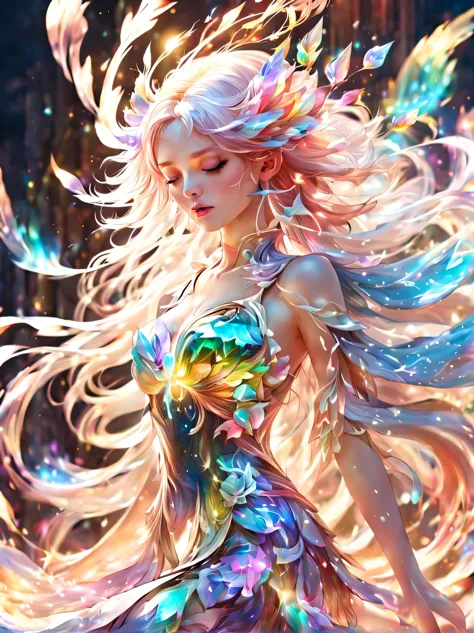 (masterpiece, highest quality:1.2),Wind Spirit,become familiar with,magic effect,light,すごくlight, artistic, artist, color art, Us...