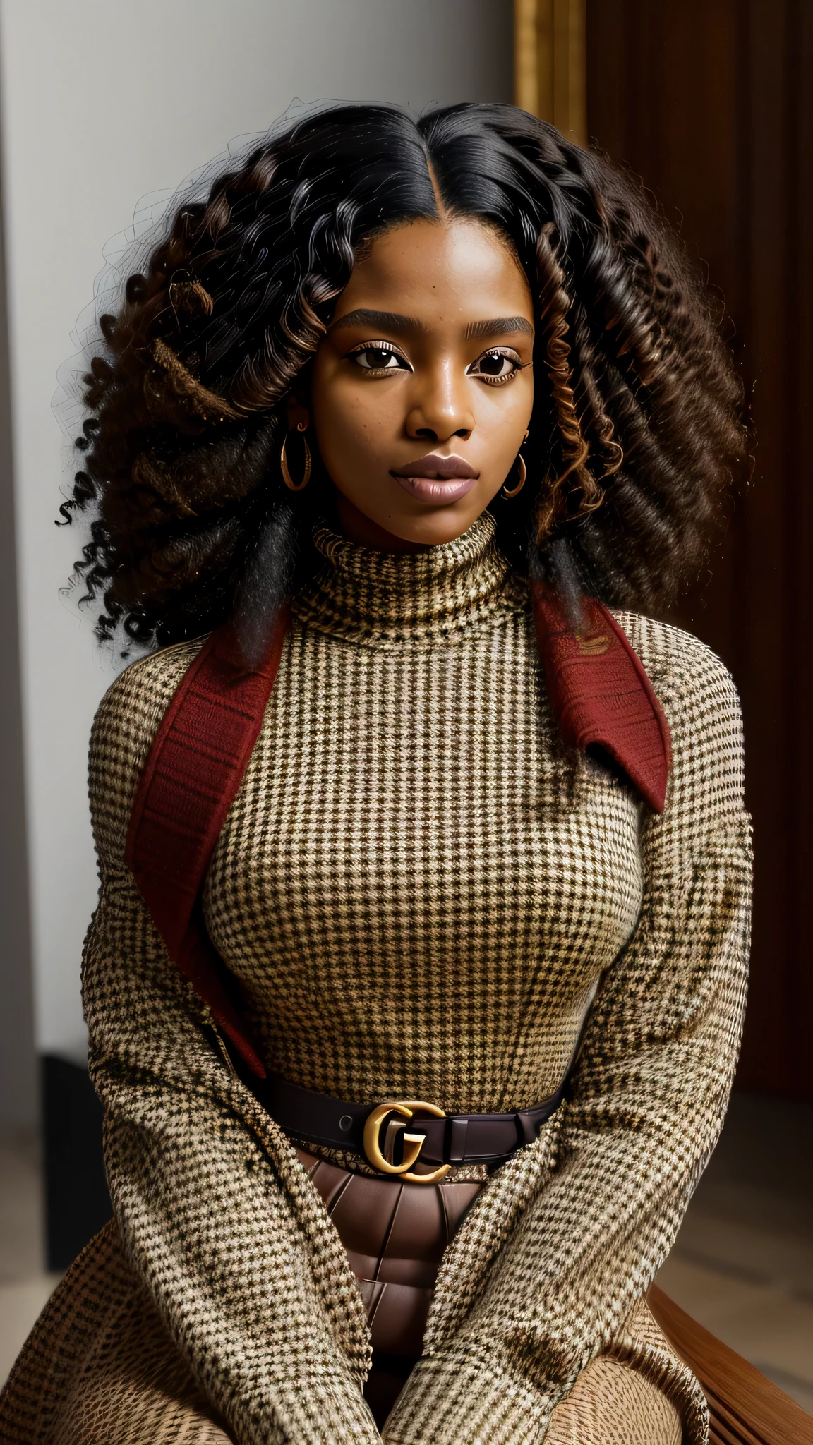 Samantha Lebbie, Mulher afro-latina, cabelo meio longo e encaracolado até a cintura morena, empresária sexy e curvilínea, Vestindo a coleção de verão inspirada na Gucci, Prada, Burberry, Fendi, Semana de Moda de Milão, MFW, NYFW, gola rolê colorido , estilo vogue, corpo todo, Feliz, arquetipo criativa, olhando para camera, em uma cafeteria, Diferentes poses, Sentado não banco, (Obra de arte: 1.2) (fotorrealista: 1.2) (bokeh) (melhor qualidade) (pele detalhada:1.2) (Detalhes intrincados) (desordem-casa) (8K) (hdr) (iluminação cinematográfica) (foco nitído)