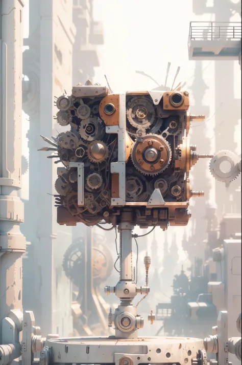 (number art,steampunk)，Metal signs, gears, wires, cables, sparks, screws， (3d sculpture，rendering by octane，volumettic light，Nat...