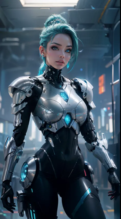 Arafed Mujer con un traje futurista posando para una foto, en armadura futurista blanca, girl in mecha cyber armor, Renderizado ...