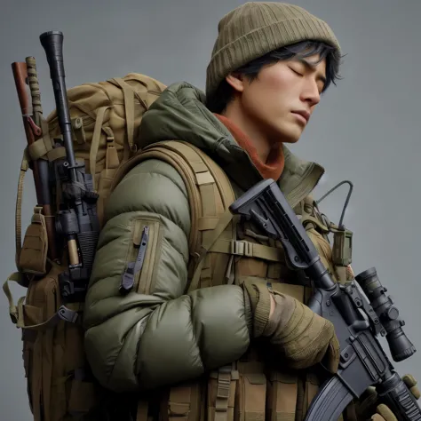 photorealistic、realistic skin texture、A beautiful Japanese woman who is a member of the American military　雪深い雪原でskiingで進んでいる、I c...