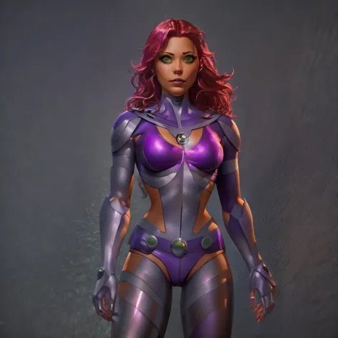 full body image, dc comic's, starfire, photo-realistic, octane render, unreal engine, ultra-realistic