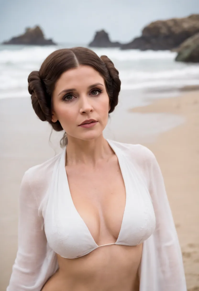 hardcore sex)) realistic . photo realism princess leia (carrie fisher -  SeaArt AI