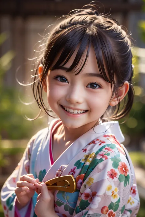 Top quality, realistic, 8K, high resolution, full color, girl, ((Japanese)), (1 person), (5 years old female), ((smile))