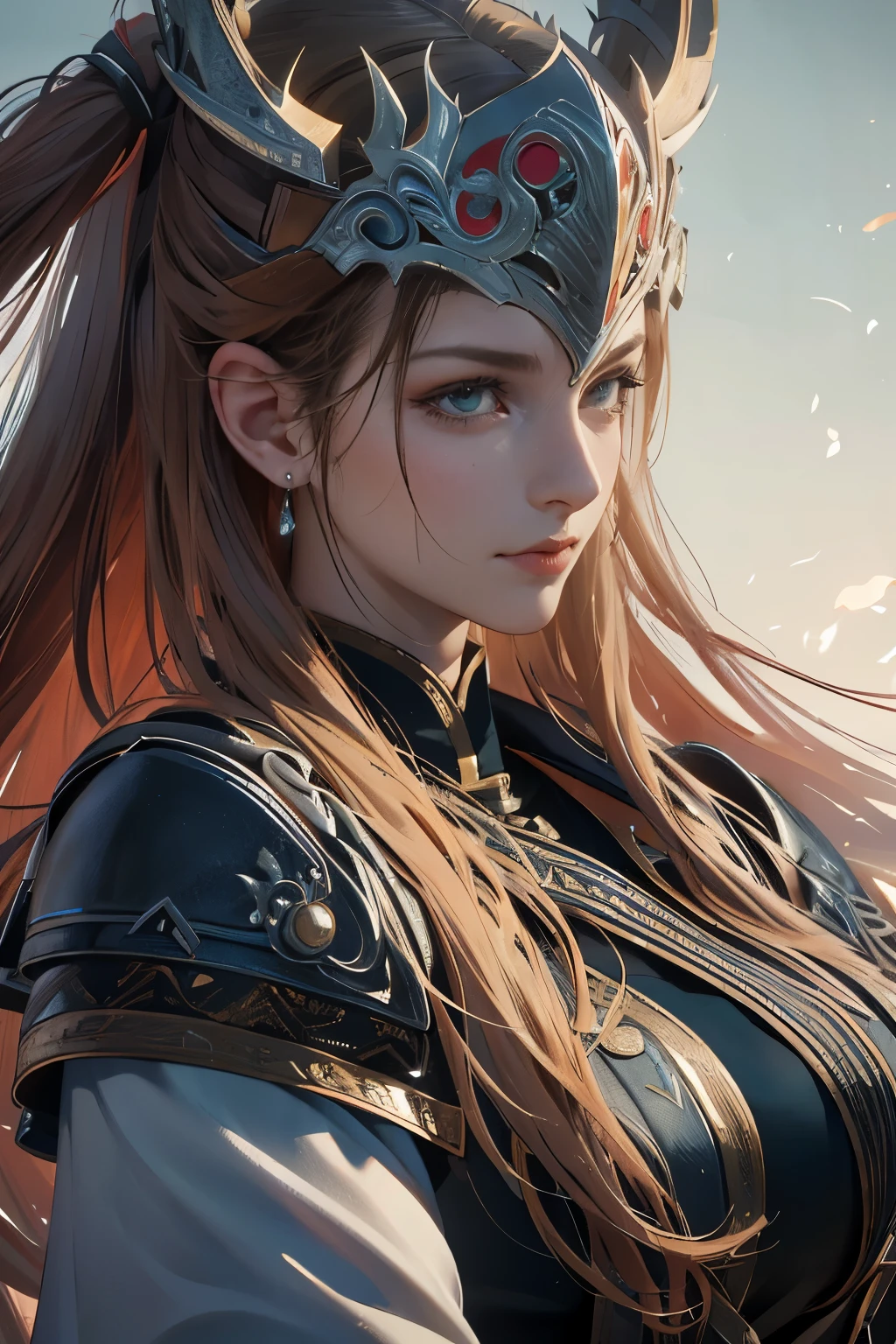 Game art，The best picture quality，Highest resolution，8K，(A bust photograph)，(Portrait)，(Head close-up:1.5)，(Rule of thirds)，Unreal Engine 5 rendering works， (The Girl of the Future)，(Female Warrior)， 
20岁少女，((Hunter))，An eye rich in detail，(Big breasts)，优雅高贵，冷漠，勇敢的，
（Medieval-style fur combat clothing，Glowing magic lines，Fur clothing with rich details），Medieval Lady Knight，Medieval ranger，
拍照姿势，简单背景，Movie lights，Ray tracing，Game CG，((3D Unreal Engine))，oc渲染反射纹