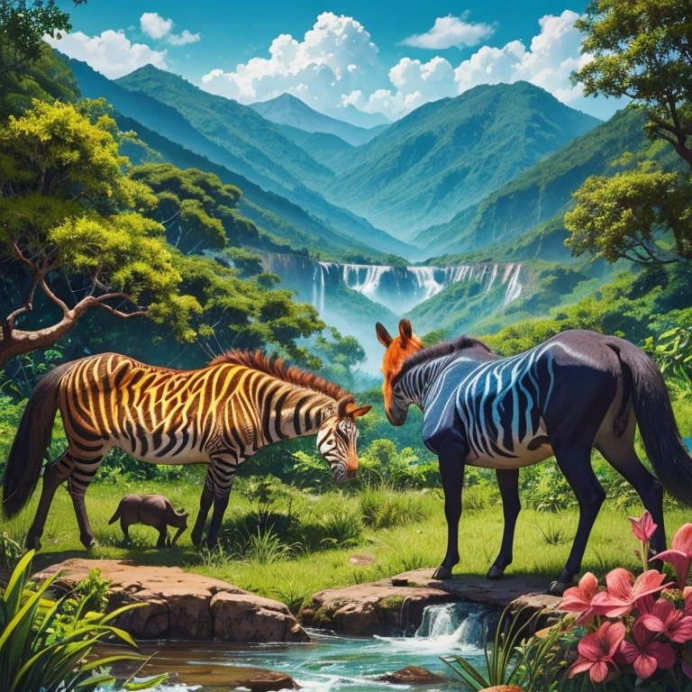 Vibrant animal kingdom. Diverse species. Lush habitats. Wildlife wonders. By nature illustrator.