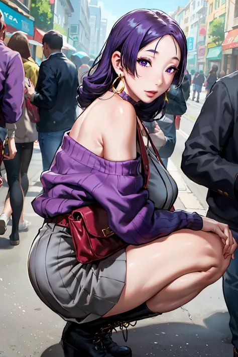 masterpiece, best quality,1girl,raikou, (parted bangs:1.2), (purple eyes:1.1), purple hair, long hair, hime cut, (forehead), des...