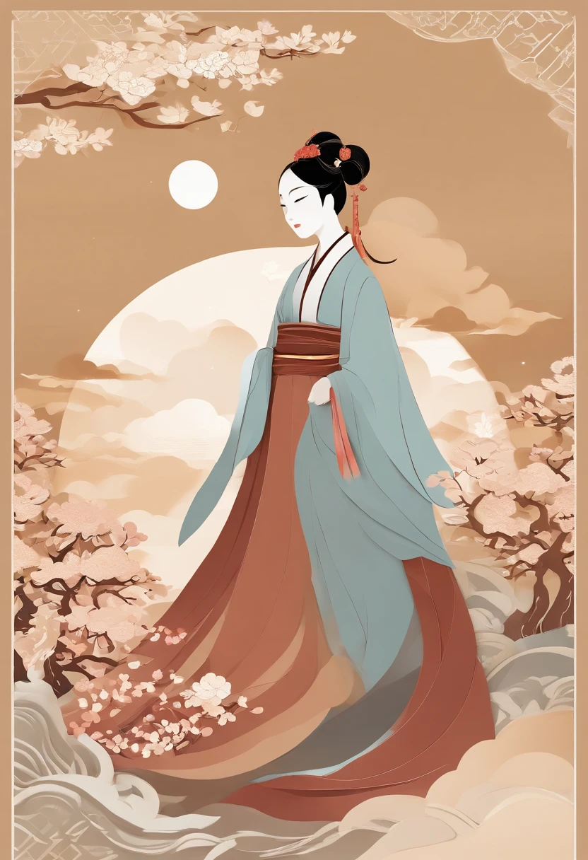 masterpiece, A Chiense woman in a hanfu, beautiful render of a fairytale, in the style of paper art, painting of beautiful, beautiful as the moon, very intricate masterpiece, painted metal, beautiful intricate masterpiece, multiple layers, Mysterious, Ancient China background, red
