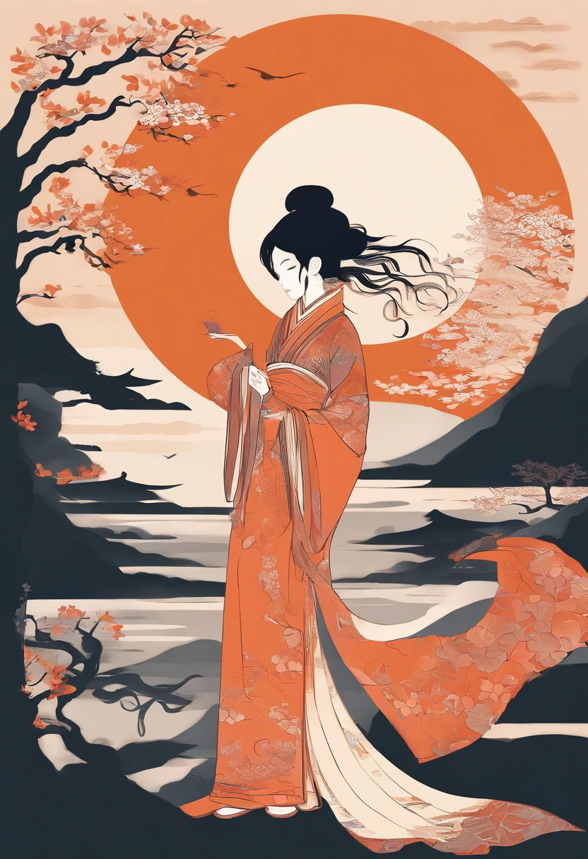 masterpiece, A Chiense woman in a hanfu, beautiful render of a fairytale, in the style of paper art, painting of beautiful, beautiful as the moon, very intricate masterpiece, painted metal, beautiful intricate masterpiece, multiple layers, Mysterious, Ancient China background, red
