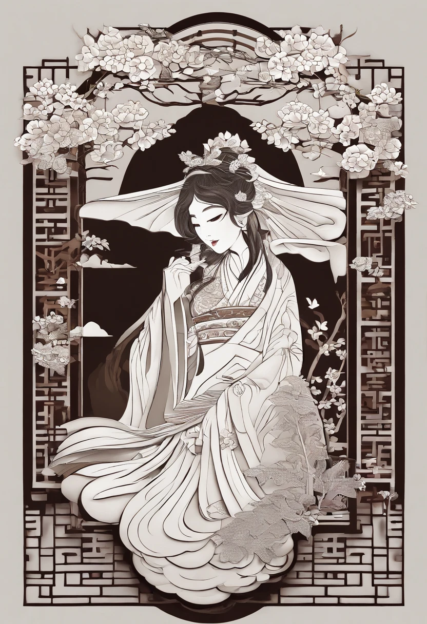 masterpiece, A Chiense woman in a hanfu, beautiful render of a fairytale, in the style of paper art, painting of beautiful, beautiful as the moon, very intricate masterpiece, painted metal, beautiful intricate masterpiece, multiple layers, Mysterious, Ancient China background, green
