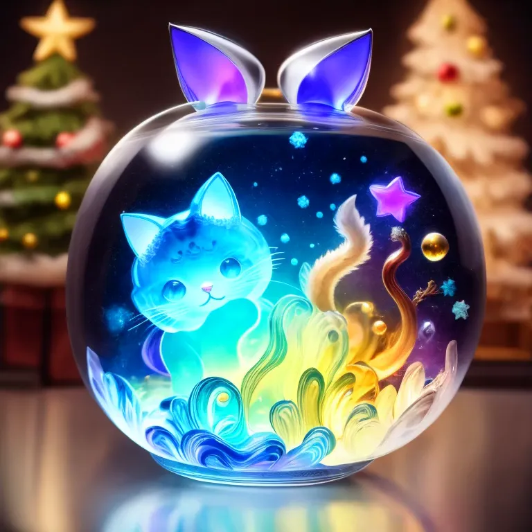 jelly cat，christmas background，starry sky（（（masterpiece）））， （（best quality））， （（intricate details））（8k）