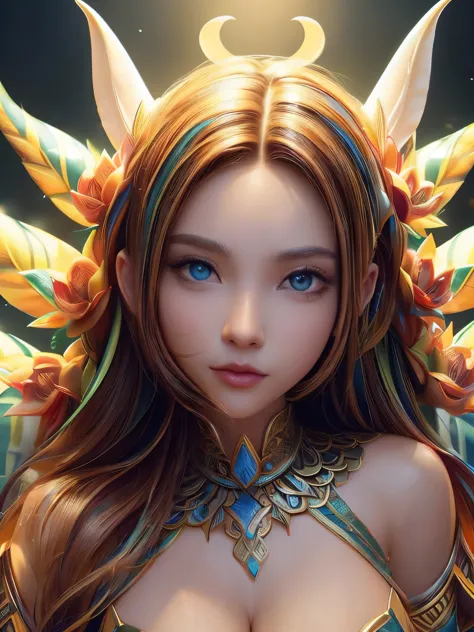 (Best quality, 4k, High-resolution, Masterpiece:1.2), Ultra-detailed, Realistic, Radiant lighting, Epoch Elves, Portraits, Fantastical colors, Fine art, Ethereal beings, Dreamlike, Whimsical creatures, Detailed facial features, Glowing eyes, Elven beauties...