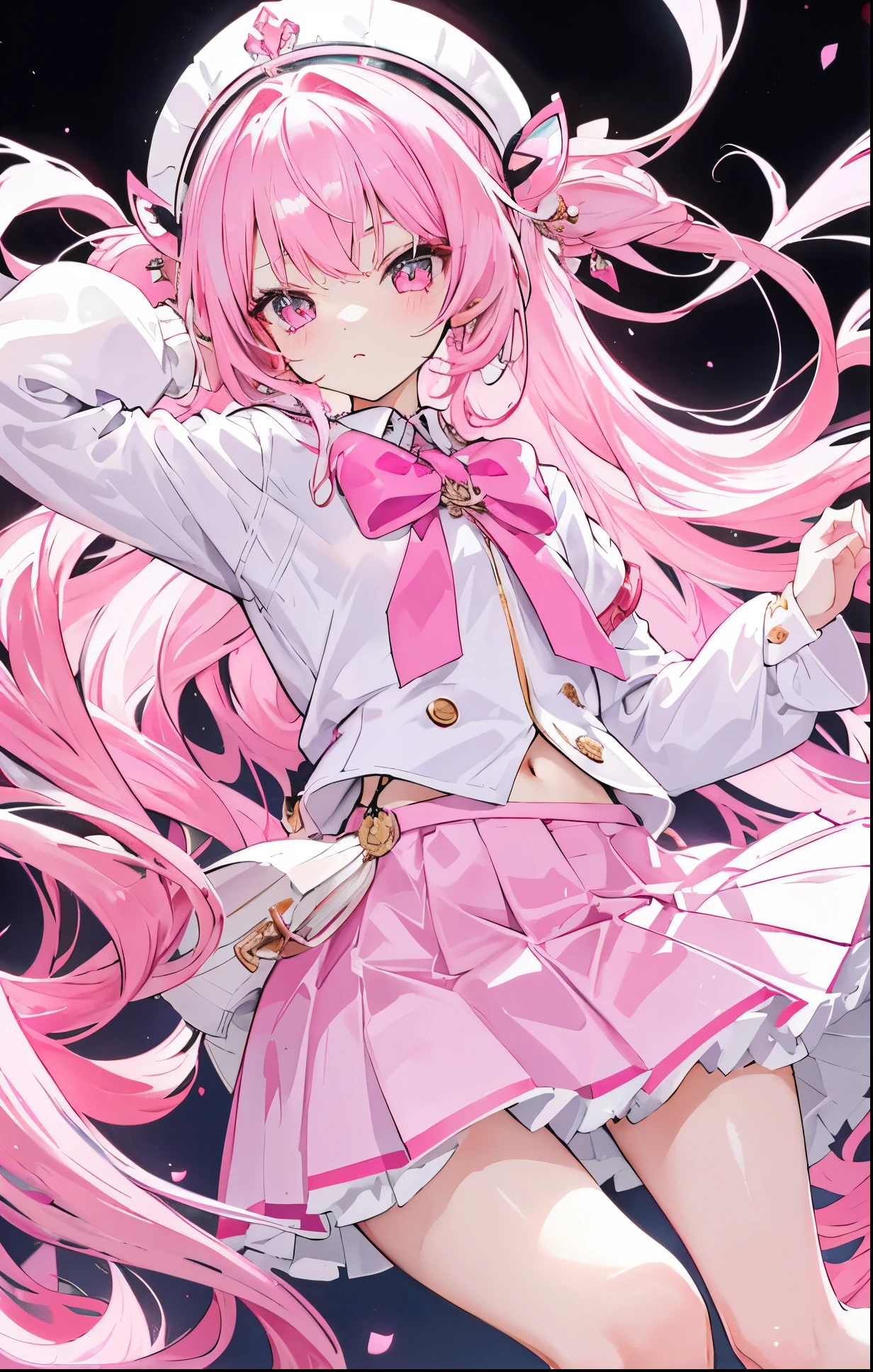 Anime girl with pink hair and a white shirt and pink skirt - SeaArt AI