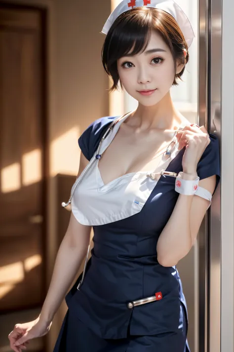 sfw:1.5、(((Nurse Costume)))、フォトリアリスティックな美しいnurse、1 female、masterpiece、nurse, (highest quality、8K、32K、masterpiece、sfw:1.3)、(Photo...