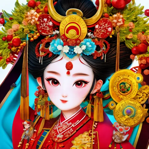 cantonese opera cartoon characters（（（masterpiece）））， （（best quality））， （（intricate details））（8k）