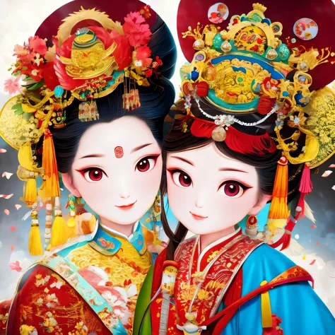 cantonese opera cartoon characters，eyes are very delicate（（（masterpiece）））， （（best quality））， （（intricate details））（8k）