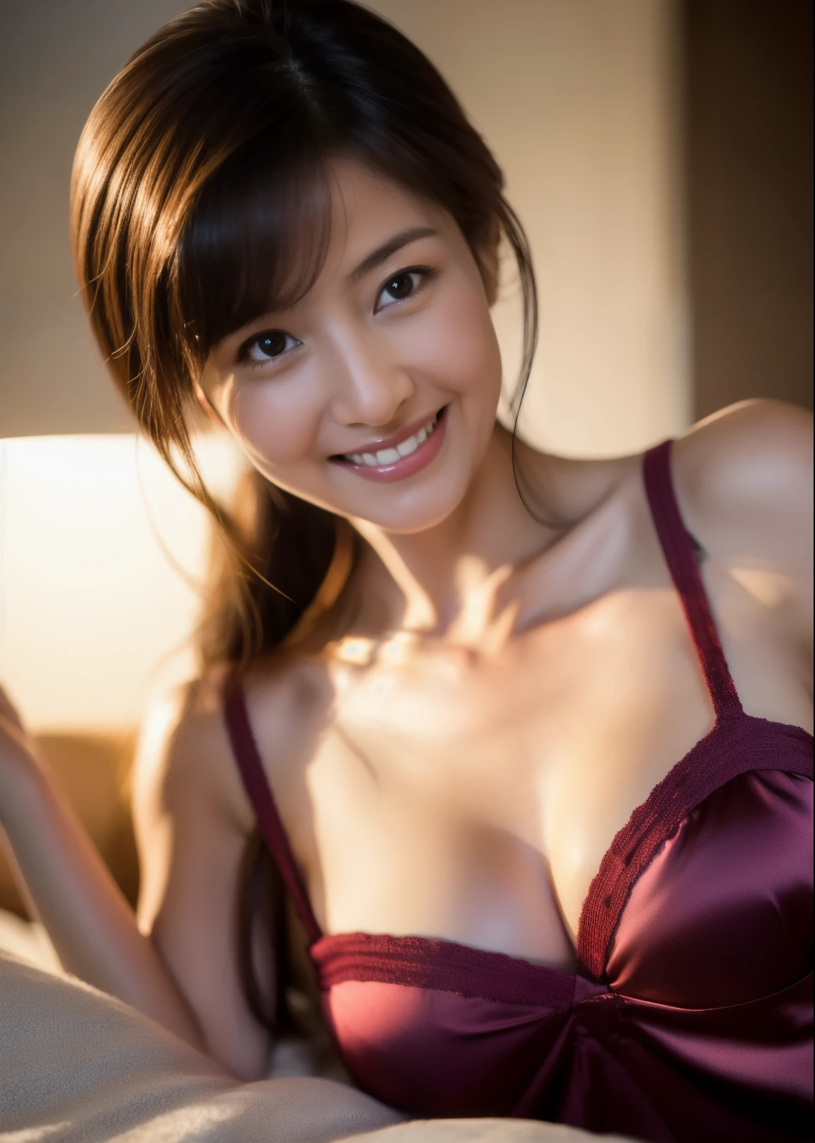 Beautiful 36 years old asian woman she is wearing a satin fabric