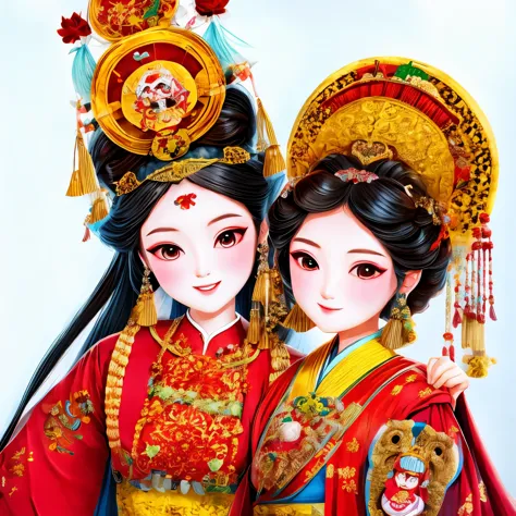 (la best quality,high resolution,super detailed,actual),cantonese opera cartoon characters