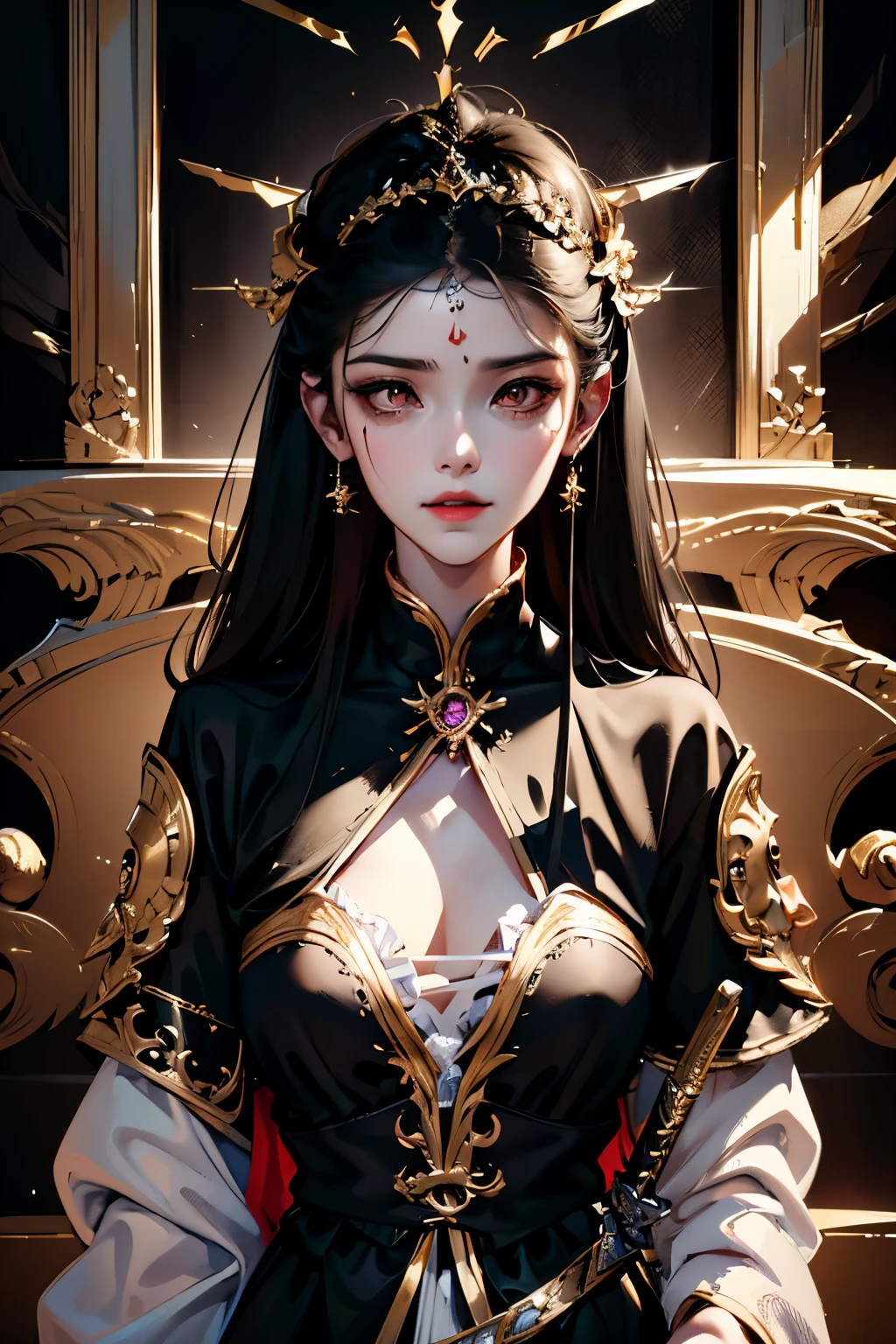 wearing black clothing、Arafad woman holding sword and cross, ornate role play, The work of the sad goddess, I&#39;m going, Holy robot necromancer girl, Rostland 8K, by Shitao, Casting posture, from Descent 2, Extremely detailed Artgerm, role play photo, role play, Beautiful necromancer girl
