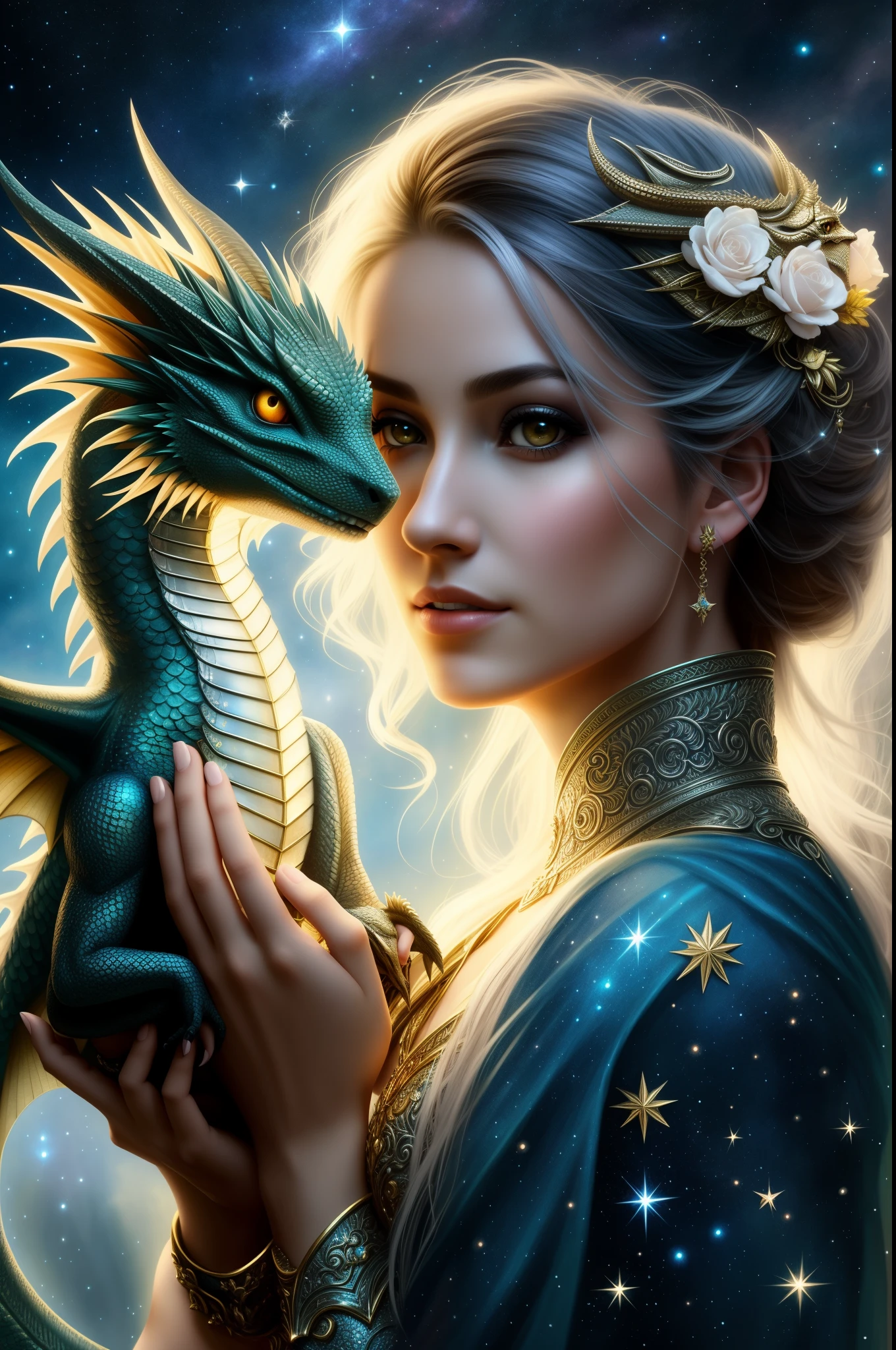 there is a dragon that is sitting in front of a clock, dragon portrait, dragon art, chinese dragon concept art, colossal dragon as background, loong, collectible card art, cyborg dragon portrait, detailed fantasy digital art, 4k detailed digital art, 8k high quality detailed art, 4 k detail fantasy, 4k highly detailed digital art, epic fantasy digital art style