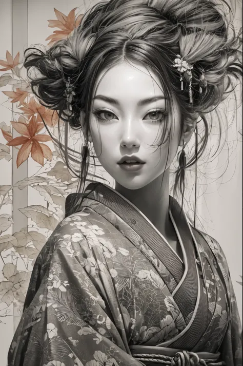 Umalinda warrior sexy, pretty face, Delicious Company, Alluring figure, Wearing a sexy open kimono.

The artwork is created in a...