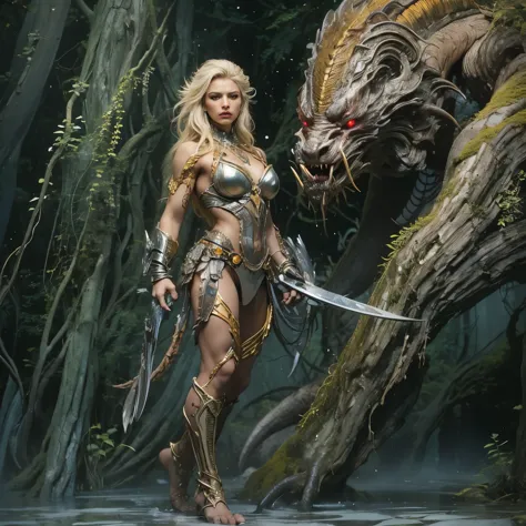 1 female alien, The predator, warrior, (extremely beautiful:1.2), (intense gaze:1.6), (predator:1.6), long dark claws, NSFW,  ni...
